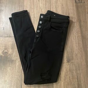 American Eagle next level stretch black distressed jeans. Size 8. Like new!